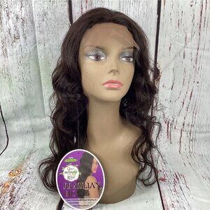 Q-Remi Natural Black Loose Body Lace Front Brazilian Wig Natural 100% Human Hair